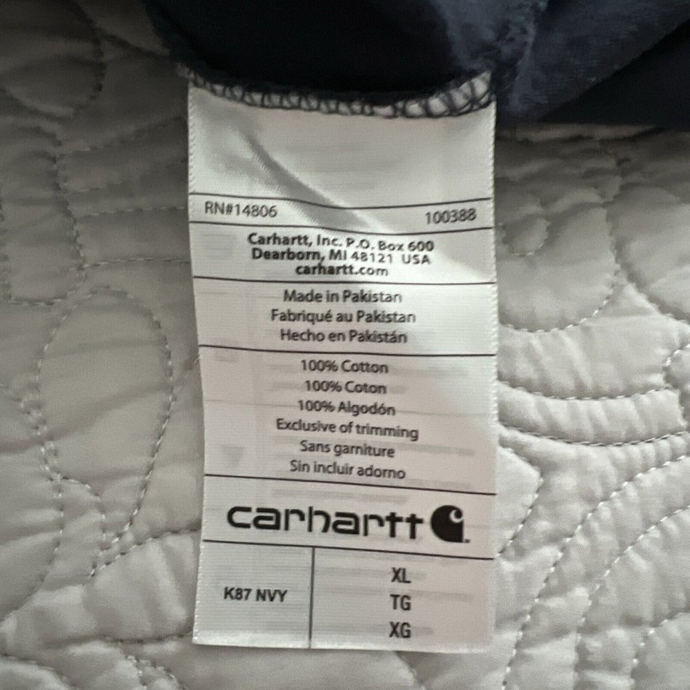 Carhartt Shirt Mens XL Short Sleeve Crew Neck Loose Fit Pocket T-Shirt Navy Blue - Picture 5 of 6